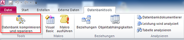 Menüband Datenbanktools