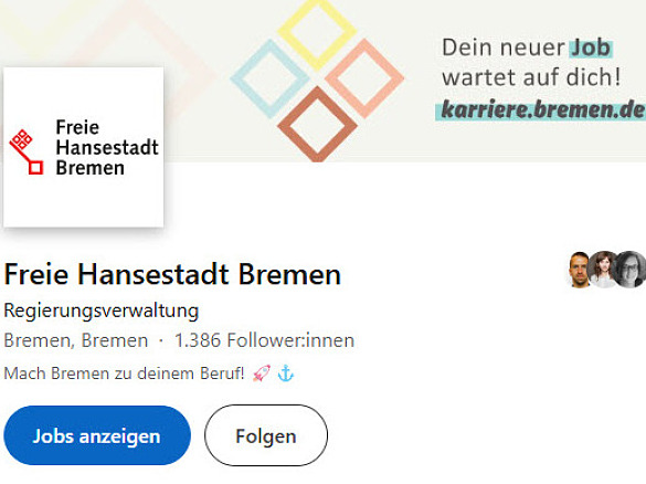 Startseite des Karriereportals auf LinkedIn 