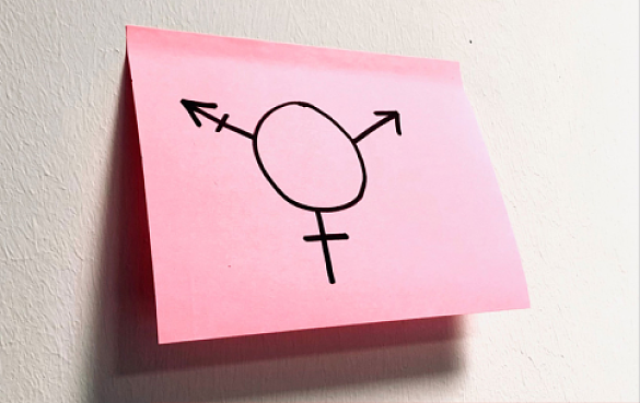 Deckblatt mit rosa Post-It für Gendersensible Sprache in der Bremer Verwaltung 