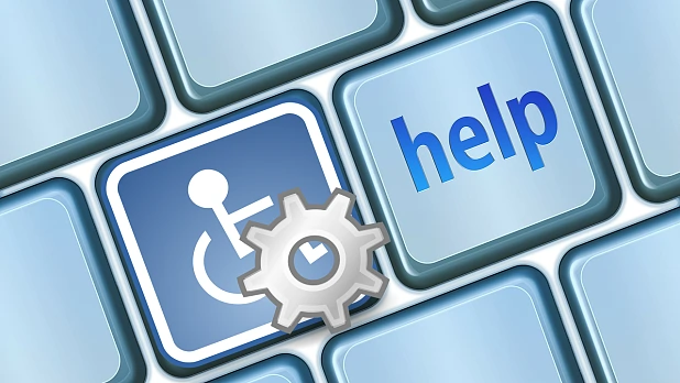 Rollstuhlsymbol mit Windows-Einstellungen-Symbol