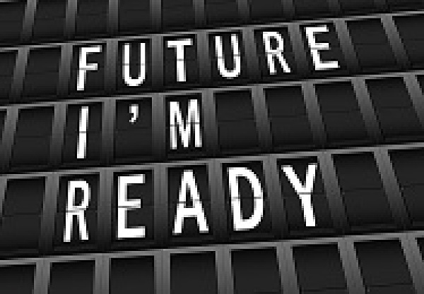Symbolbild für Zukunftsthemen mit dem Text: Future I am ready.